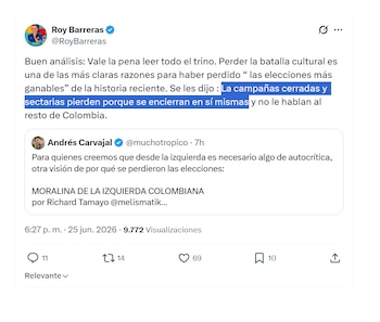 Roy Barreras e as críticas à campanha de Cepeda