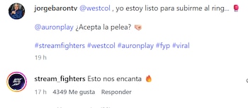 La cuenta oficial de Stream Fighters respondió al video de Barón, aunque no confirmó su presencia en la cartelera - crédito @jorgebarontv/ Instagram