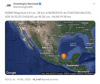 Reportan sismo en Veracruz
x