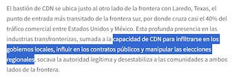 En un comunicado de prensa, la OFAC, a través del Departamento derl Tesoro de EEUU, señaló que presuntamente el Cártel del Noreste habría influido en elecciones políticas