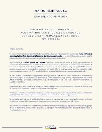 Mario Hernández hace un llamado