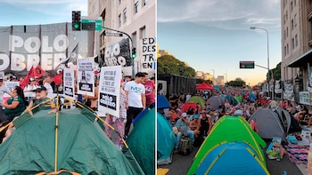 Piqueteros protestan frente al Ministerio
