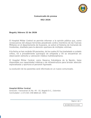 Equipos multidisciplinarios del Hospital Militar