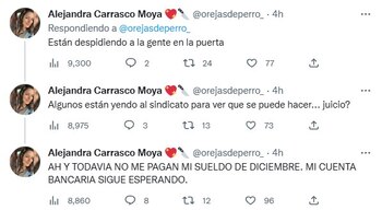 Tuit de trabajadora de la