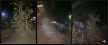 El camión con peregrinos cayó a un barranco en una carretera serrana de Hidalgo. (Capturas de pantalla video)