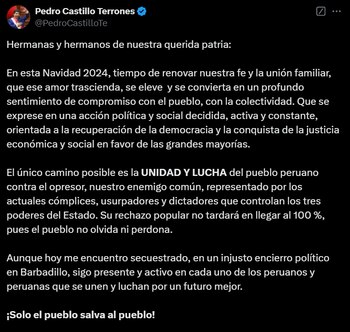 Pedro Castillo se pronuncia desde