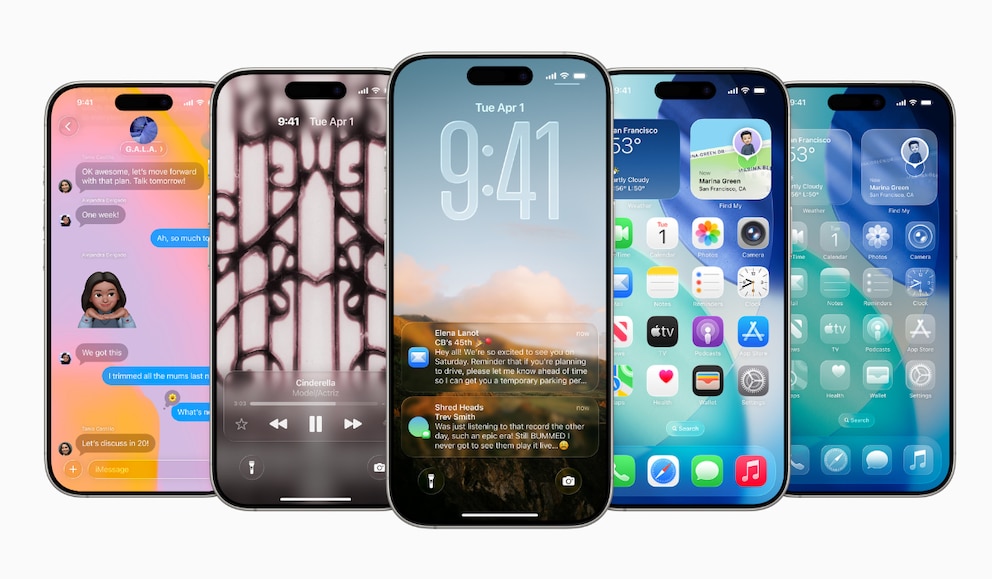 iOS 26 features a redesigned interface called Liquid Glass. (Apple)