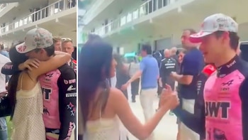 El saludo secreto de Colapinto y su novia Maia Reficco que captaron las cámaras en el Gran Premio de Miami