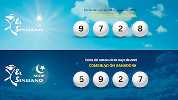 Los números ganadores de los dos sorteos de la lotería del Sinuano de este miércoles 20 de mayo de 2026. (Infobae)