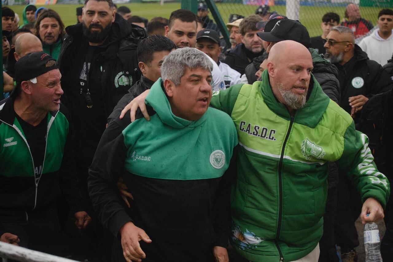 Pablo Moyano, en el festejo de Deportivo Camioneros