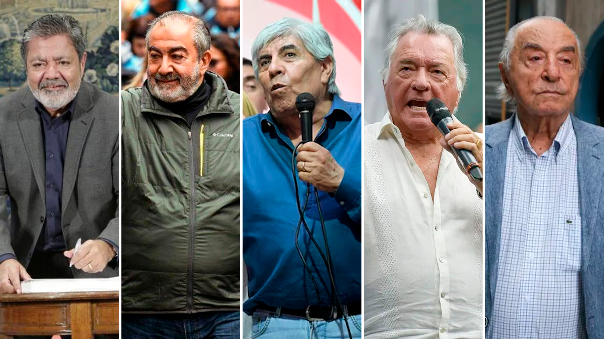 Gerardo Martínez, Héctor Daer, Hugo Moyano, Luis Barrionuevo y Armando Cavalieri