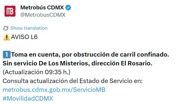 Desenvolvimento atempado das diversas linhas da rede de transportes públicos da capital. (TWMB CDMX)