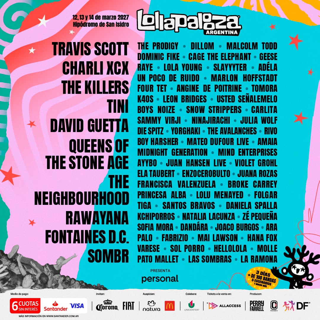 El line up de Lollapalooza Argentina 2027
