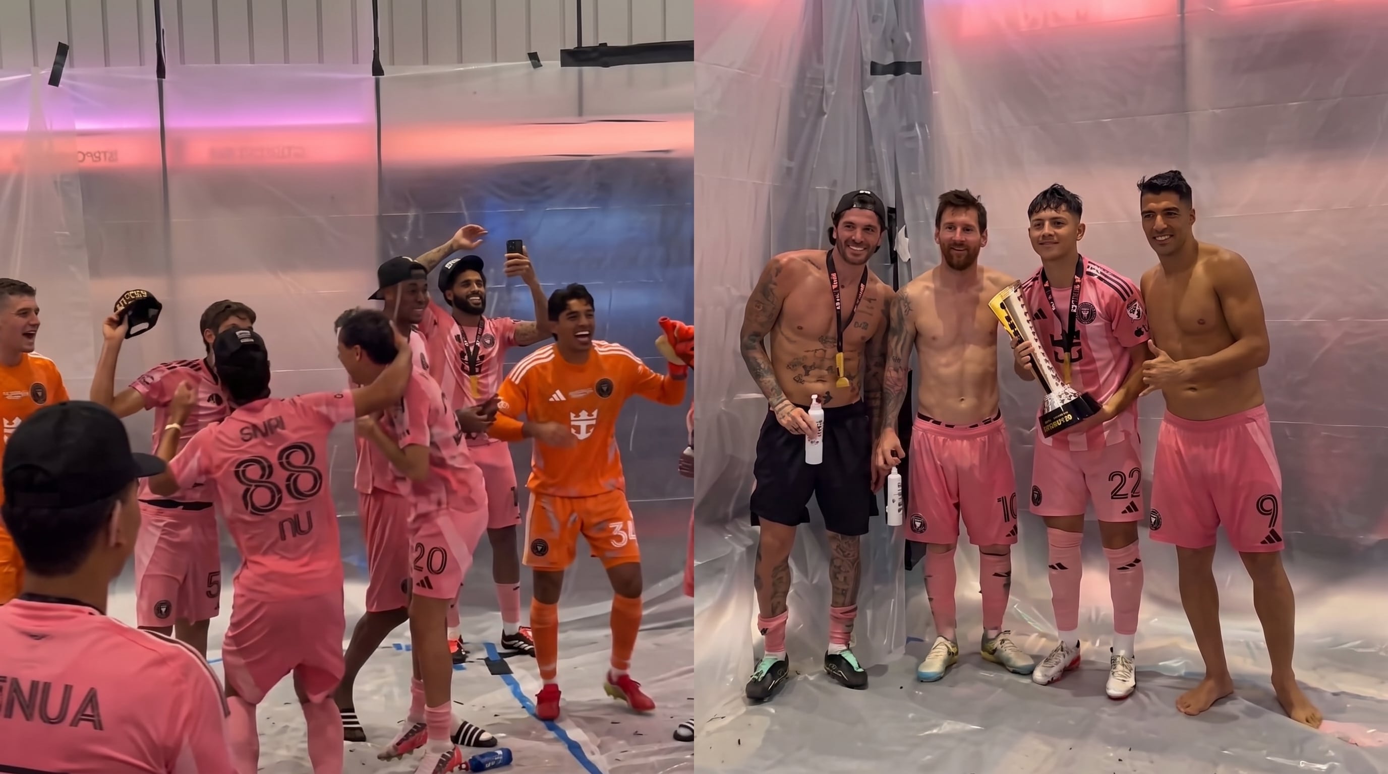 Los jugadores del Inter Miami celebraron el título de la Campeones Cup en el vestuario del Nu Stadium (Captura de video)