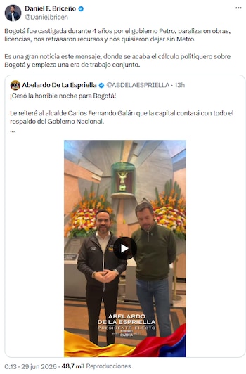 Daniel Briceño destacó el fin del “cálculo politiquero” y celebró el inicio de una etapa de cooperación - crédito @Danielbricen/X