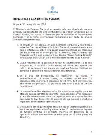 Ministerio de Defensa - crédito Ministerio de Defensa