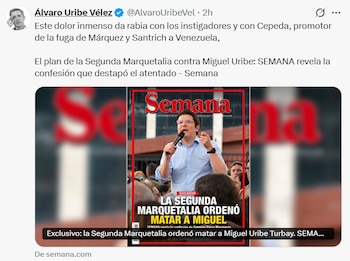 El expresidente de la República y líder político del Centro Democrático lamentó la partida del aspirante presidencial - crédito -@AlvaroUribeVel/X
