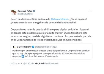 Trino de Petro anunciando que