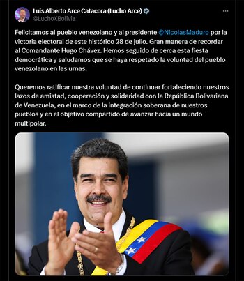 Las felicitaciones de Luis Arce