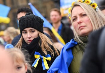 Las banderas ucranianas colmaron el