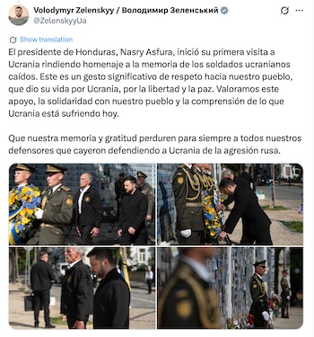 La reunión se desarrolló en Kiev y marca un hecho histórico para la diplomacia hondureña. (FOTO: X)