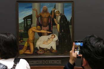 A las 19:00 horas comenzará una visita guiada por las salas temporales que albergan “Ángel Zárraga. Los ideales del arte”. (Foto AP/Berenice Bautista)
