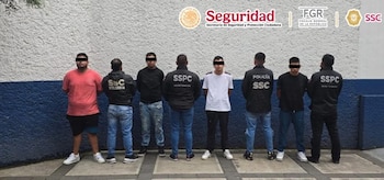 Cuatro hombres, presuntos integrantes de la célula delictiva "Los Malcriados 3AD", fueron detenidos. Crédito: SSP
