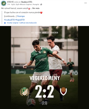 O Vikingur Reykjavik venceu o Győri ETO por 3-2 e despediu-se da principal competição da UEFA. (Facebook/ETO FC)