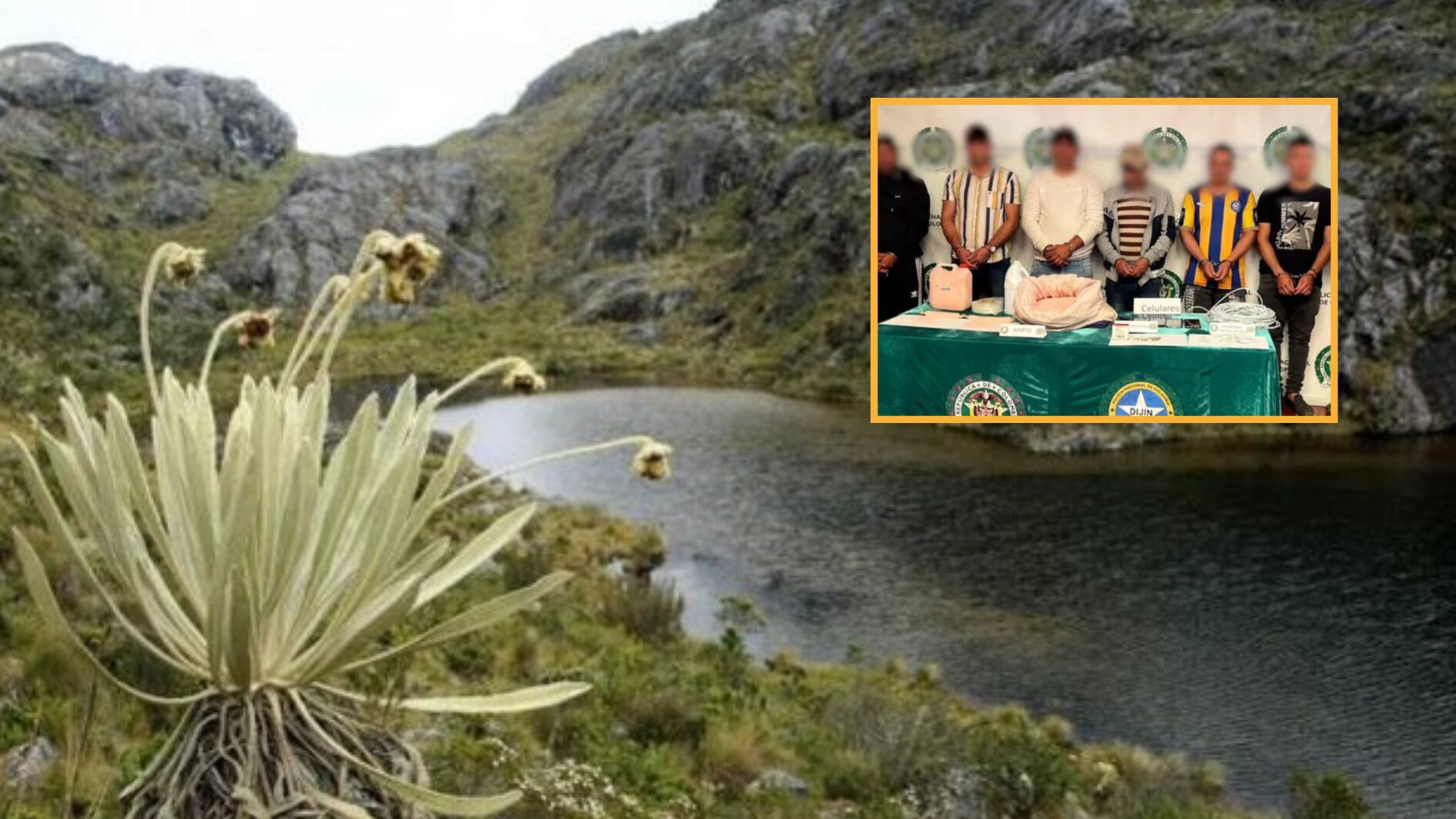 Las autoridades incautaron material explosivo que usan estas redes criminales para ahorrarse costos, y provocando daños al medio ambiente - crédito Colprensa y Policía de Carabineros