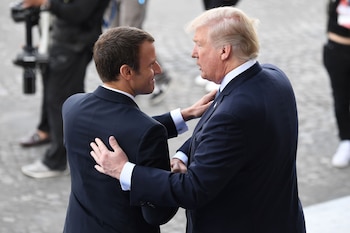 Emmanuel Macron y Donald Trump durante el evento.