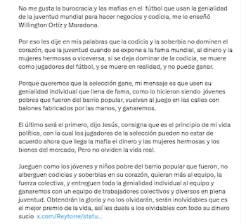 Así concluyó Gustavo Petro su extenso mensaje a James Rodríguez - crédito @petrogustavo/X