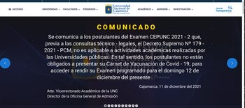 Defensoría del Pueblo pide a Universidad Nacional de Cajamarca no solicitar carné de vacunación durante examen de postulación