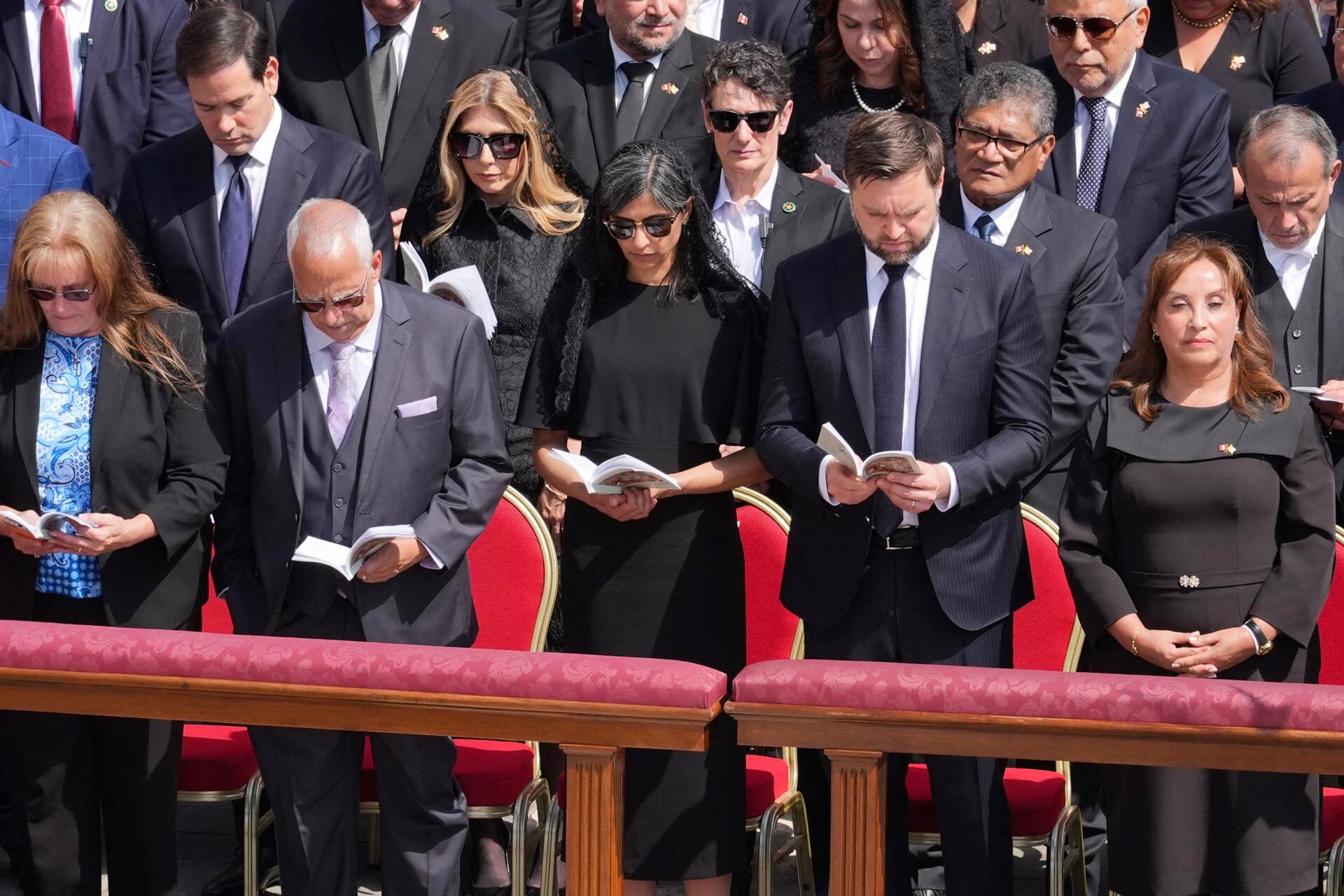 US Vice President JD Vance (2ndR) and his wife second Lady Usha Vance and Peru
