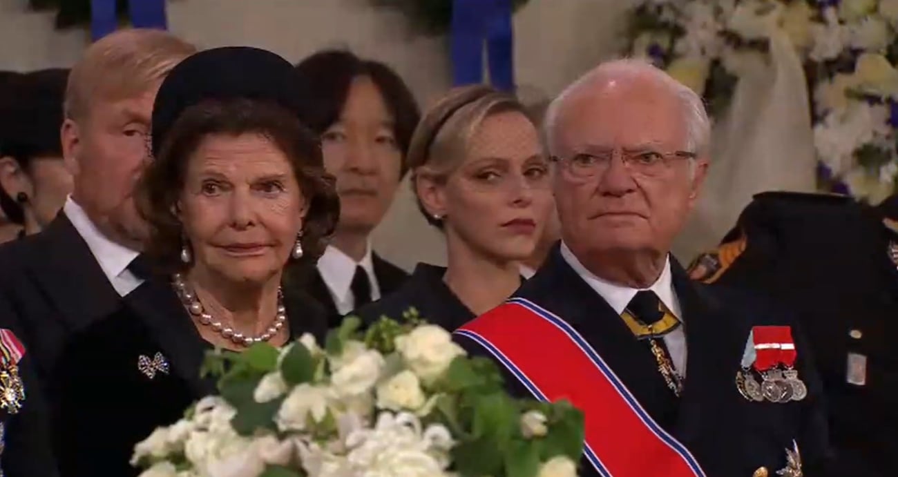 Los reyes de Suecia, Carlos Gustavo y Silvia, en el fuenral del rey Harald de Noruega