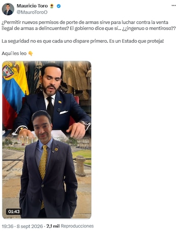 Mauricio Toro cuestionó que la medida combata el tráfico ilegal - crédito @MauroToroO/X