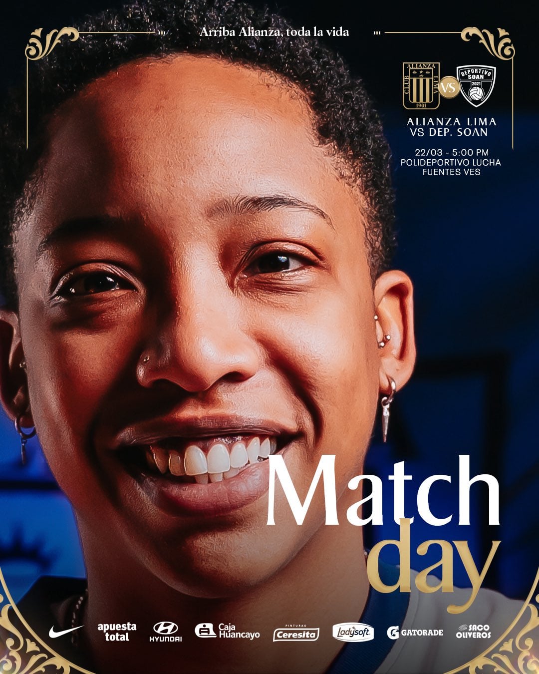 Estandarte Alianza Lima x Deportivo Soan pela quarta rodada da Liga Peruana de Voleibol 2026 - Crédito: Club Alianza Lima Vóley.