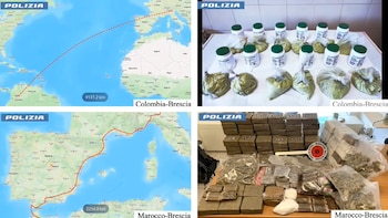 Colombia y Marruecos eran dos de los puntos que, junto a Países Bajos, servían como puntos desde donde se traía la droga a Italia, y que desde Brescia era distribuida a otras regiones dentro del país mediterráneo - crédito @poliziadistato/X