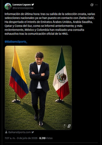 La derrota de Colombia ante Suiza por 4-3 en penaltis dejó sin definición la continuidad de Néstor Lorenzo en la Tricolor-crédito @lorenzooleporee/X
