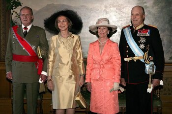 El rey Juan Carlos, la reina Sofía, la reina Sonia y el rey Harald V de Noruega (EFE).