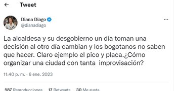 Tuit concejal Diana Diago