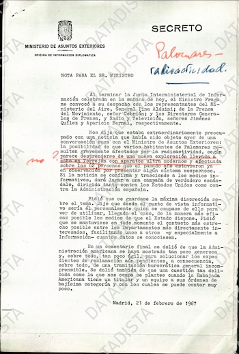 Un documento clasificado del Ministerio