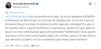 Así respondió Armando Benedetti a