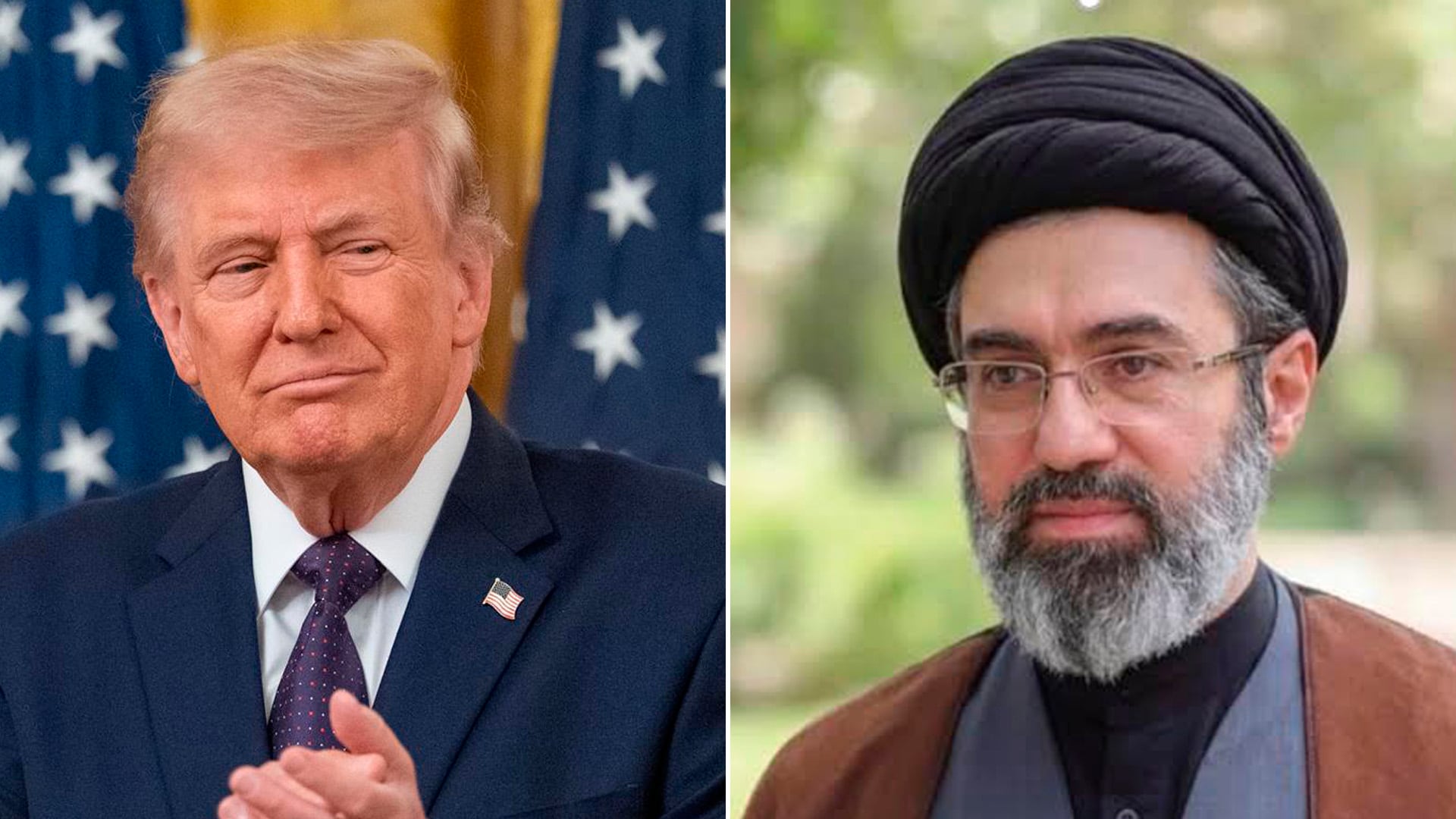 El presidente de Estados Unidos, Donald Trump y Mojtaba Khamenei, líder religioso de Irán