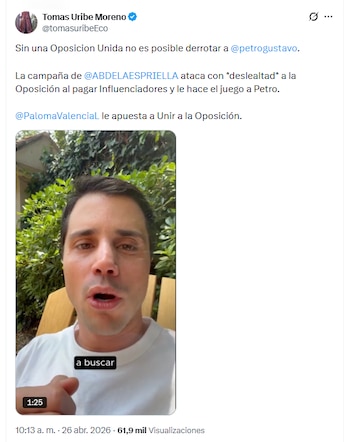 Tomás Uribe señaló que la estrategia se dirigió específicamente contra su padre, el expresidente Álvaro Uribe Vélez, la senadora Paloma Valencia y líderes opositores - crédito @tomasuribeEco/X