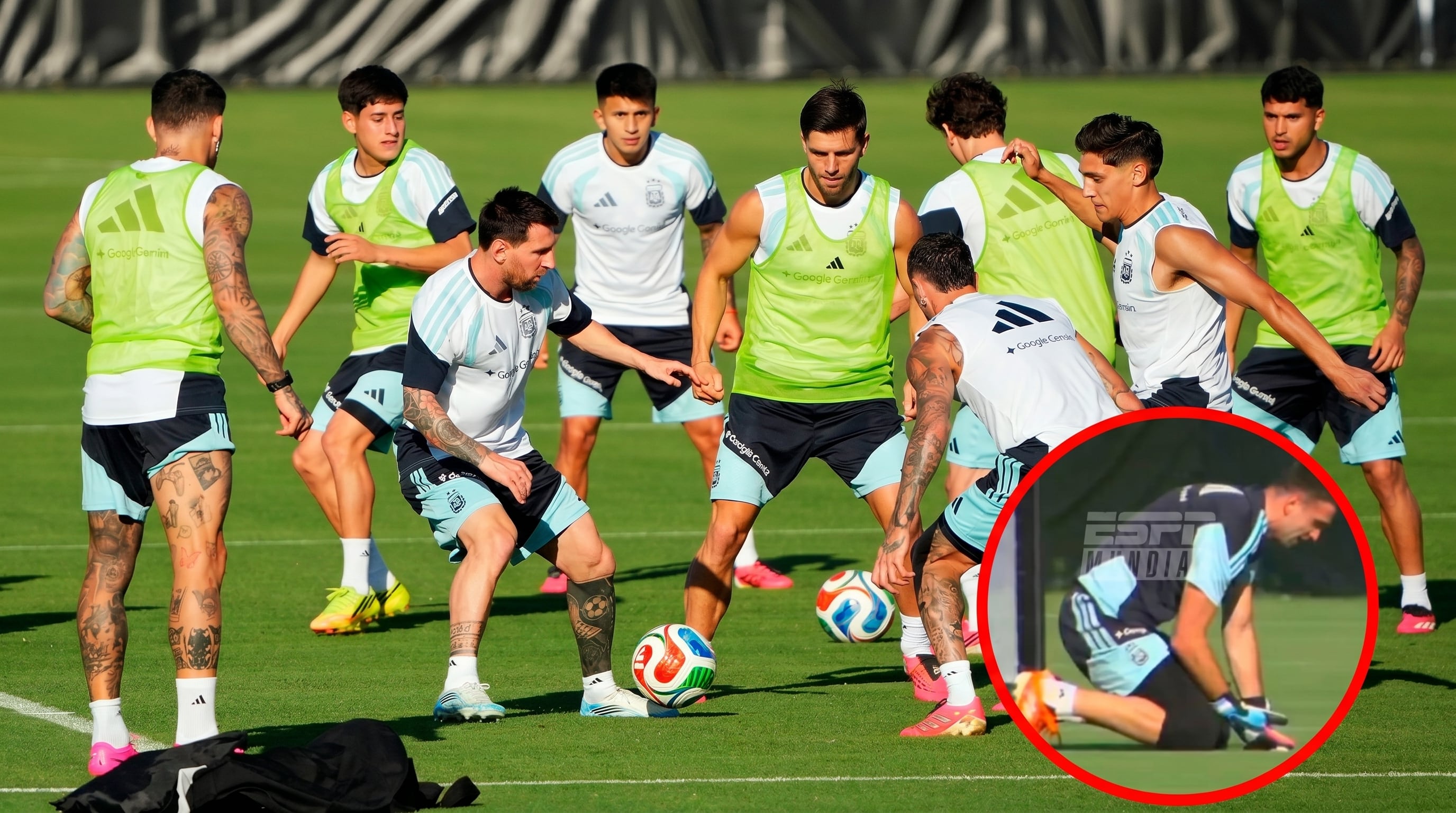 Dibu Martínez mostró molestias en la práctica y la Selección activó el modo precaución
