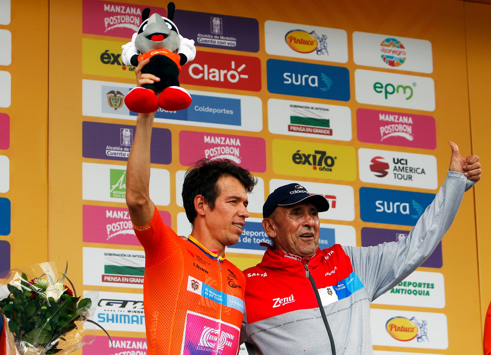 Rigoberto Urán y Martín Emilio 'Cochise' Rodríguez durante el Tour Colombia 2.0 -crédito Luis Barbosa/Colprensa