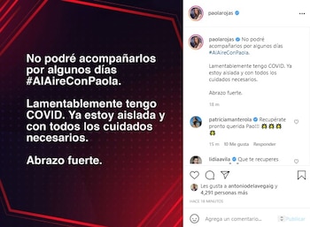 Paola Rojas anunció su contagio