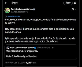 Angélica Lozano cuestionó las declaraciones