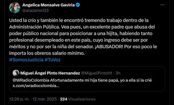 La exfiscal acusó al senador