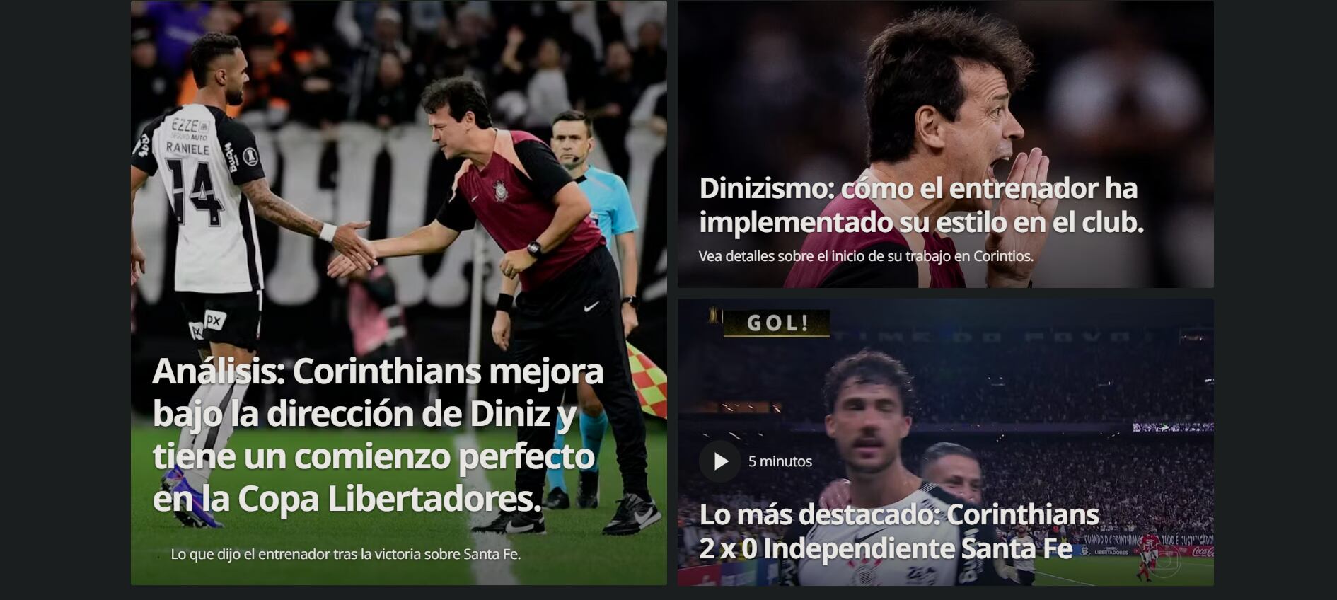 La foto de Fernando Diniz es la fiel imagen del buen comienzo del Corinthians en la Copa Libertadores-crédito Globo Esporte